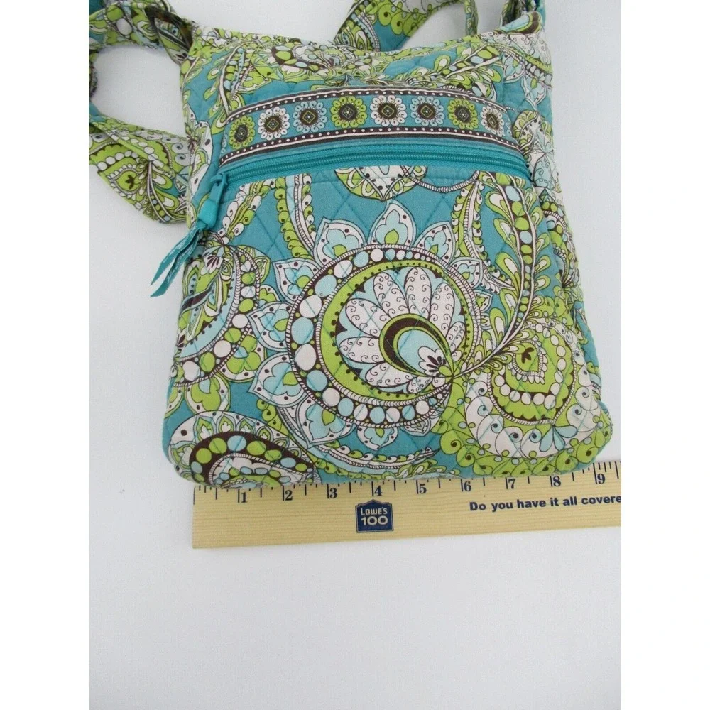 Vera Bradley Crossbody Bag Purse Peacock Green and Blue Floral Iconic Hipster‎